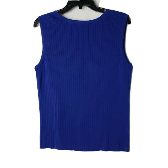 Kim Rogers Womens Blue Ribbed V Neck  Sleeveless L - Picture 4 of 5